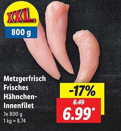 Metzgerfrisch Frisches Hähnchen-Innenfilet