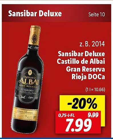 Sansibar Deluxe Castillo de Albai Gran Reserva Rioja DOCA