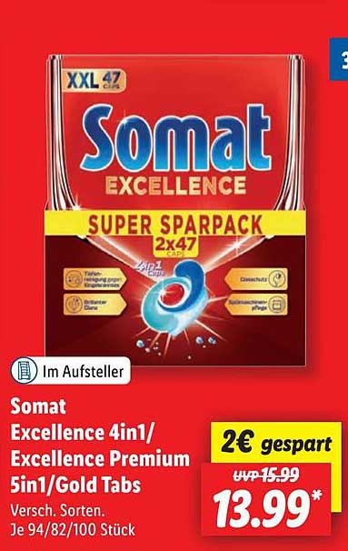 Somat Excellence 4in1/Excellence Premium 5in1/Gold Tabs