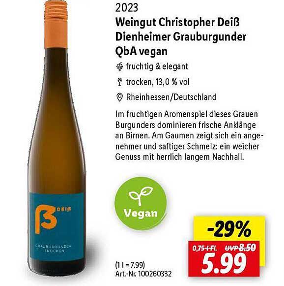 Weingut Christopher Deiß Dienheimer Grauburgunder QbA vegan