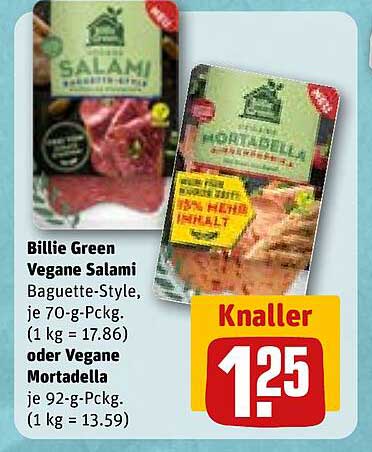 Billie Green Vegane Salami oder Vegane Mortadella