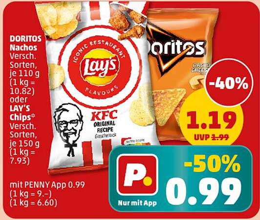 DORITOS Nachos Versch. Sorten oder LAY'S Chips* KFC Original Recipe