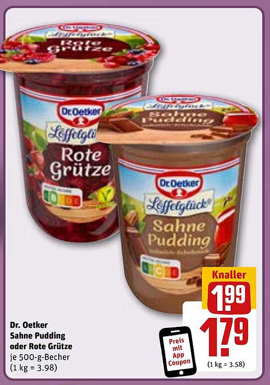 Dr. Oetker Sahne Pudding oder Rote Grüze