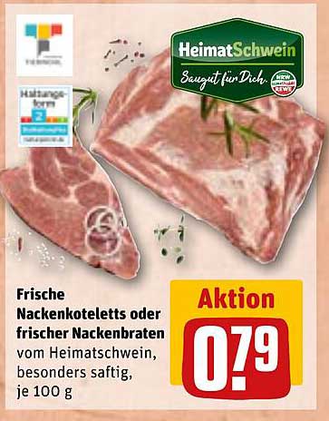 Frische Nacken koteletts oder frischer Nackenbraten vom Heimat Schwein