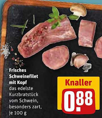 Frisches Schweinefilet mit Kopf