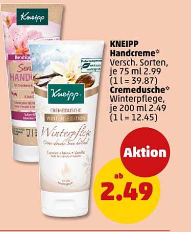 KNEIPP Handcreme*  
Cremedusche* Winterpflege