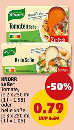 KNORR Soße* Tomate, je 2 x 250 ml oder helle Soße, je 3 x 250 ml