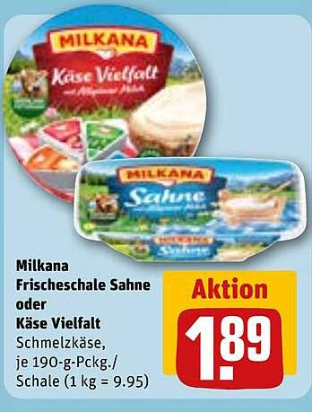 Milkana Frischschale Sahne oder Käse Vielfalt