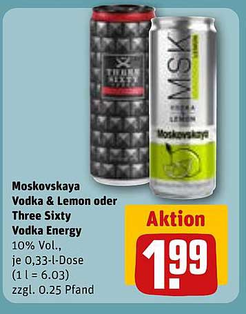 Moskowskaya Vodka & Lemon oder Three Sixty Vodka Energy