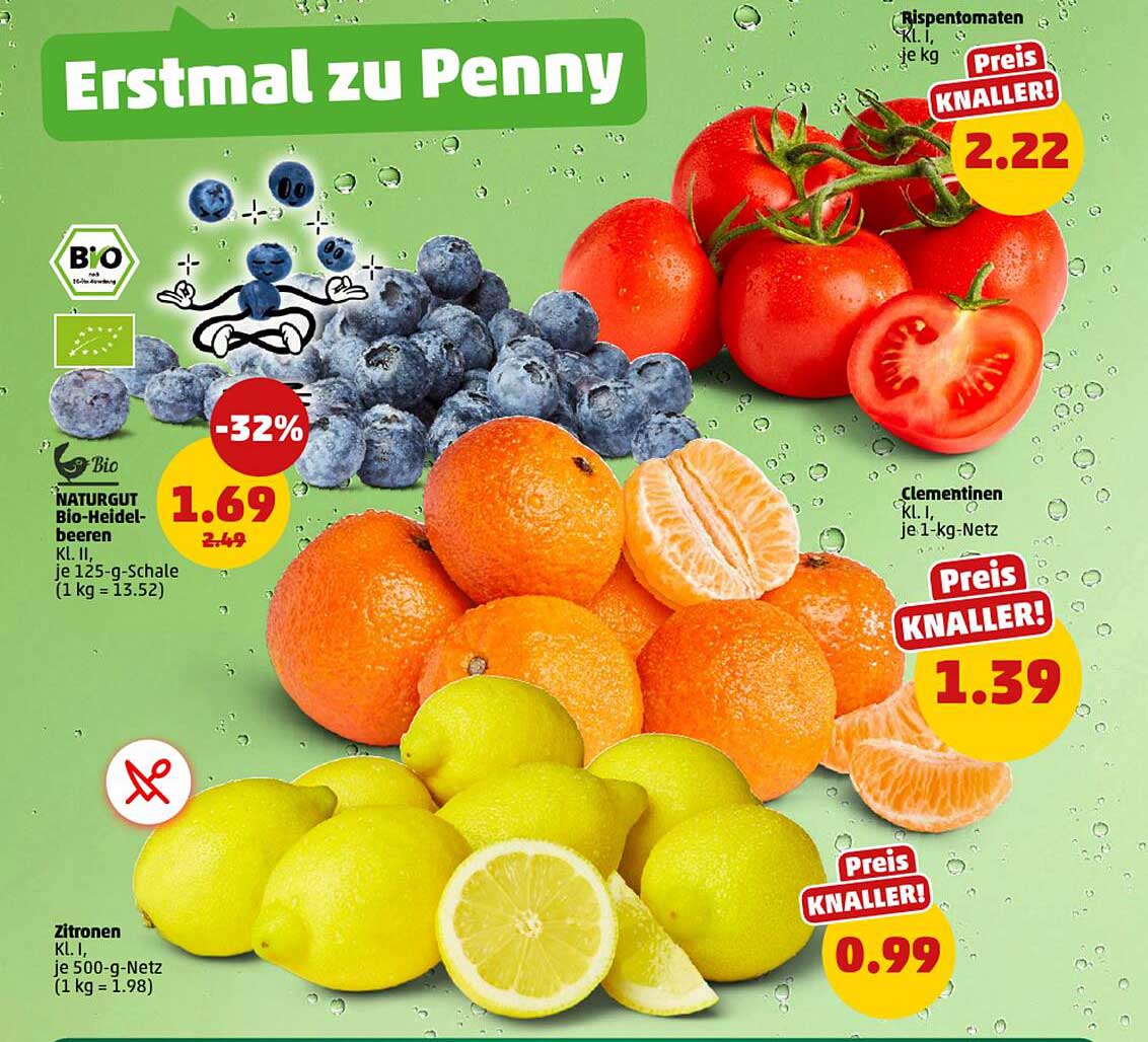 NATURGUT Bio-Heidelbeeren  
Clementinen  
Zitronen  
Rispetomaten  