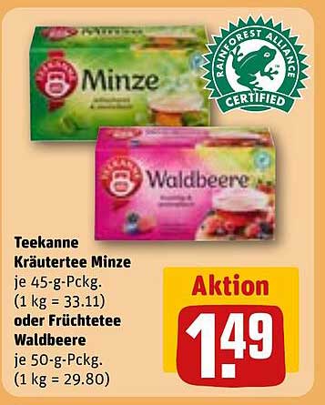 Teekanne Kräutertee Minze oder Früchtetee Waldbeere