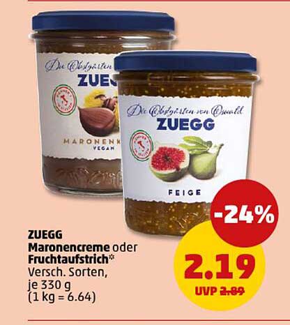 ZUEGG Maronencreme oder Fruchtaufstrich