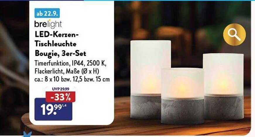 brelight LED-Kerzen-Tischleuchte Bougie, 3er-Set