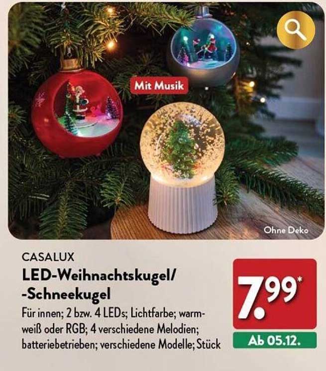 CASALUX LED-Weihnachtskugel/-Schneekugel