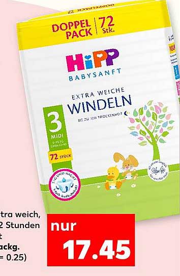 HIPP BABYSANFT EXTRA WEICHE WINDENL 3 MIDI DOPPEL PACK 72 Stk.