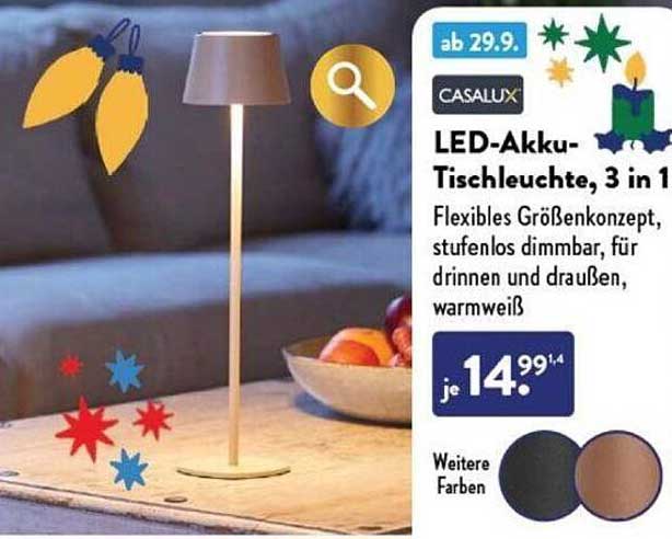 LED-Akku-Tischleuchte, 3 in 1