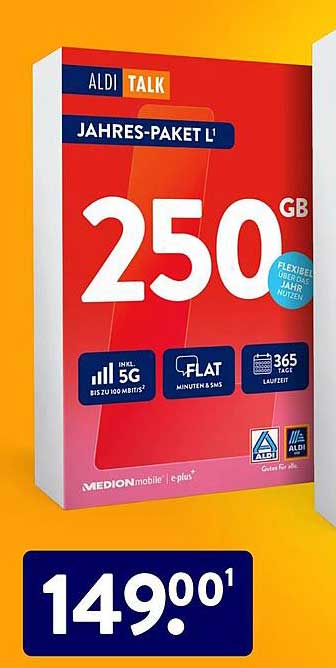 ALDI TALK JAHRES-PAKET L 250 GB