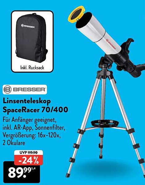 Bresser Linsenteleskop SpaceRacer 70/400