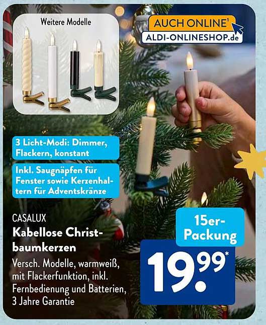 CASALUX Kabellose Christbaumkerzen