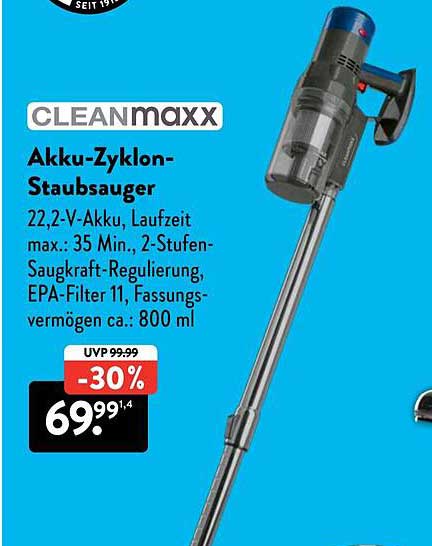 CLEANmaxx Akku-Zyklon-Staubsauger