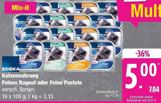 EDEKA Katzennahrung Feines Ragout oder Feine Pastete