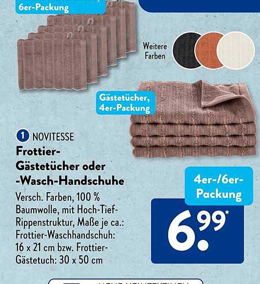 Frottier-Gästetücher oder -Wasch-Handschuhe