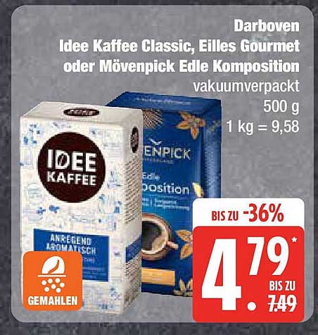 Idee Kaffee Classic, Eilles Gourmet oder Mövenpick Edle Komposition