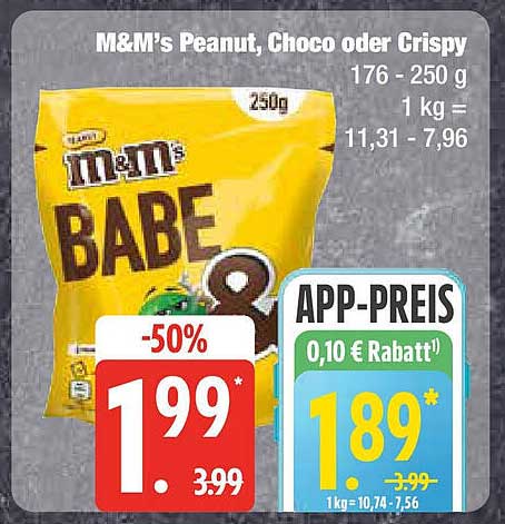 M&M's Peanut, Choco oder Crispy