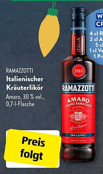 RAMAZZOTTI Italienischer Kräuterlikör