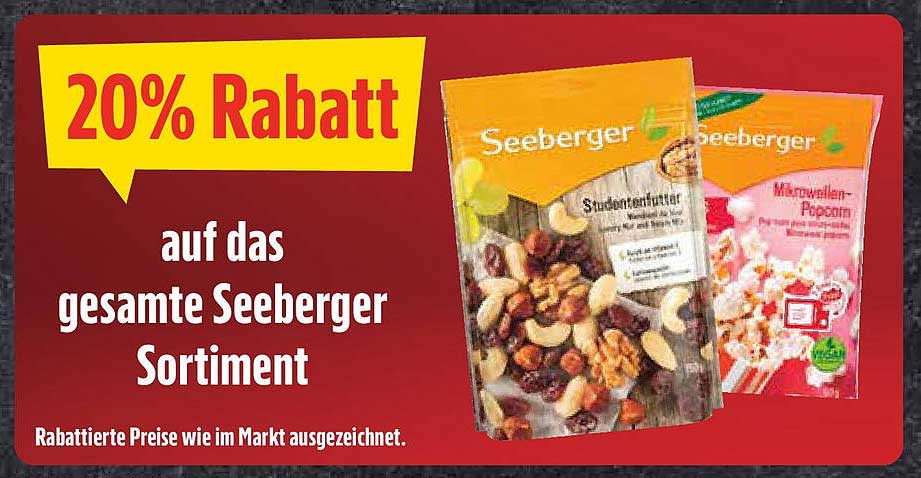 Seeberger Studentenfutter  
Seeberger Mikrowellen-Popcorn  