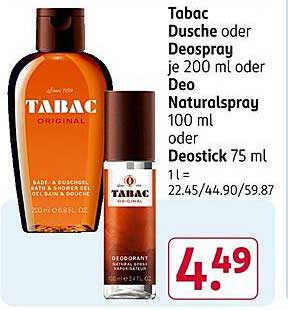 Tabac Dusche oder Deospray je 200 ml oder Deo Naturalspray 100 ml oder Deostick 75 ml