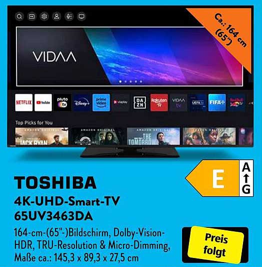 TOSHIBA 4K-UHD-Smart-TV 65UV3463DA