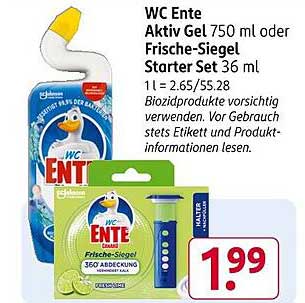 WC Ente Aktiv Gel 750 ml oder Frische-Siegel Starter Set 36 ml