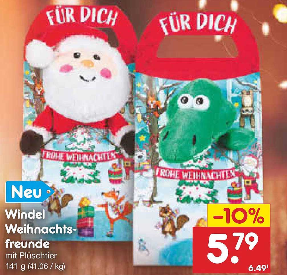 Windel Weihnachtsfreunde mit Plüschtier