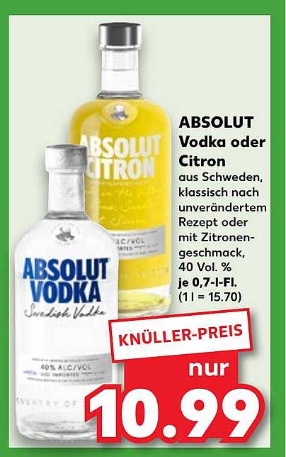 ABSOLUT Vodka oder Citron