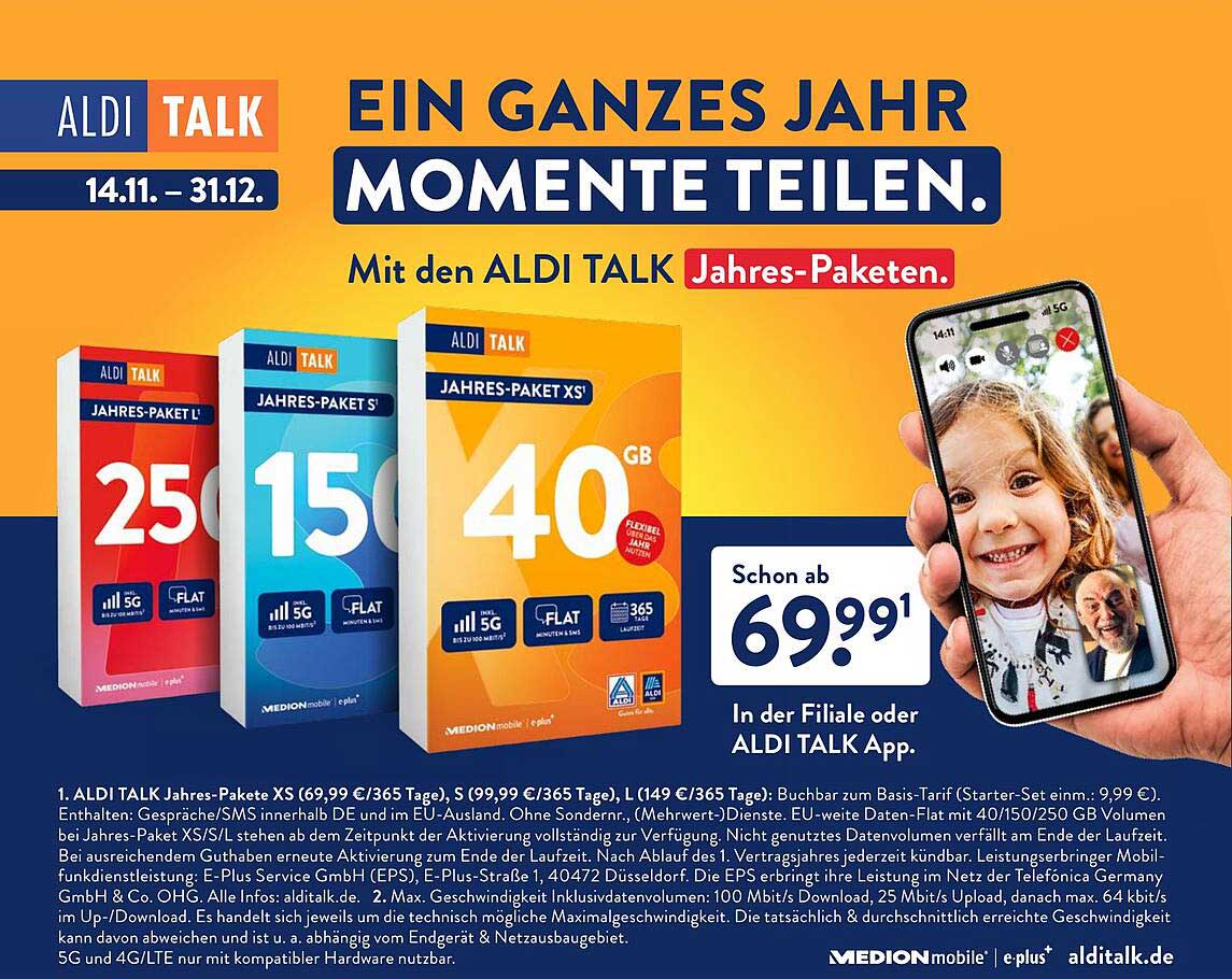 ALDI TALK Jahres-Paket XS 40 GB