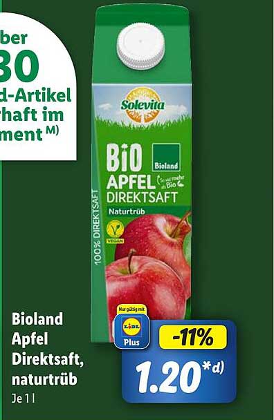 Bioland Apfel Direktsaft, naturtrüb