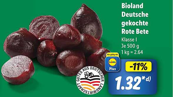 Bioland Deutsche gekochte Rote Bete