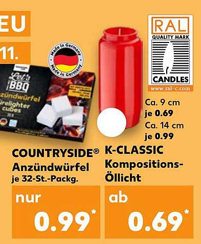 COUNTRYSIDE® Anzünderwürfel  
K-CLASSIC Kompositions-Öllicht