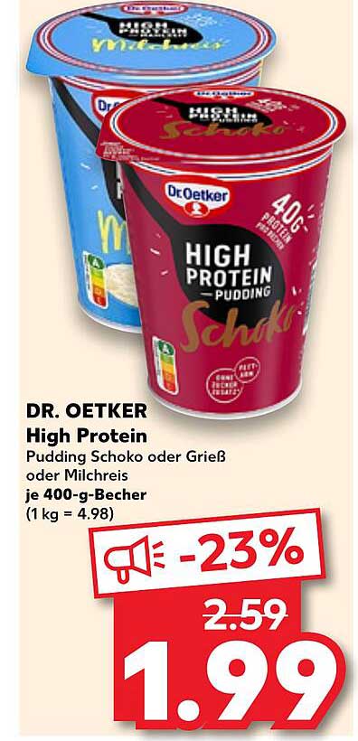 Dr. Oetker High Protein Pudding Schoko oder Grieß oder Milchreis