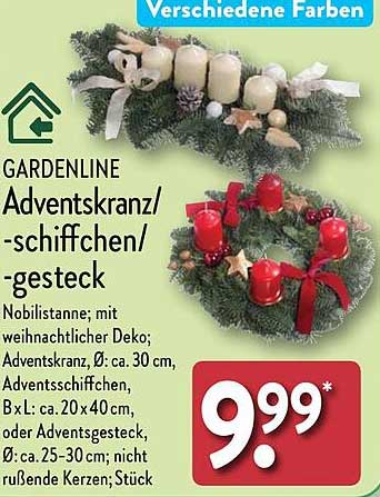 GARDENLINE Adventskranz/-schiffchen/-gesteck