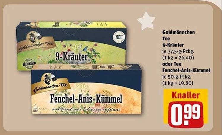 Goldmännchen Tee 9-Kräuter oder Tee Fenchel-Anis-Kümmel