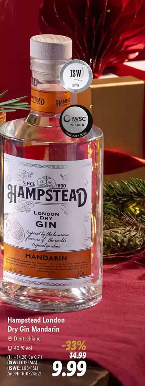 Hampstead London Dry Gin Mandarin