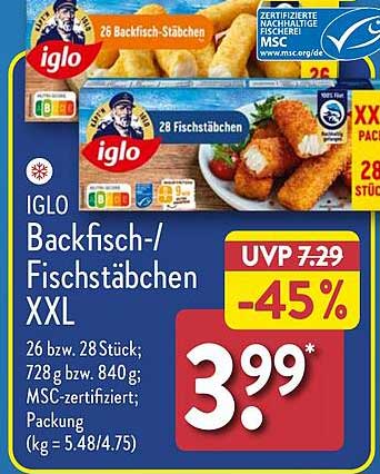 IGLO Backfisch-/Fischstäbchen XXL