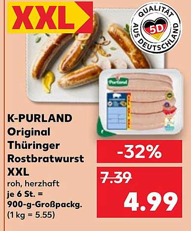 K-PURLAND Original Thüringer Rostbratwurst XXL