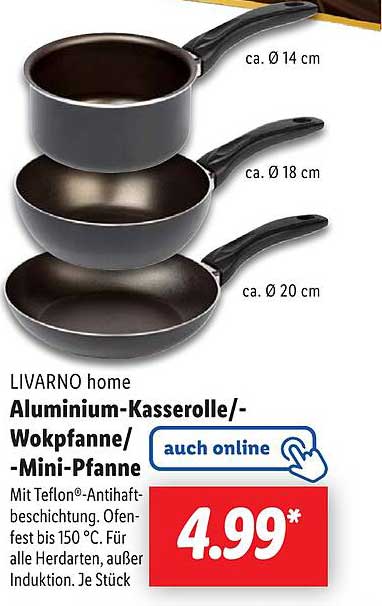 LIVARNO home Aluminium-Kasserolle/-Wokpfanne/-Mini-Pfanne