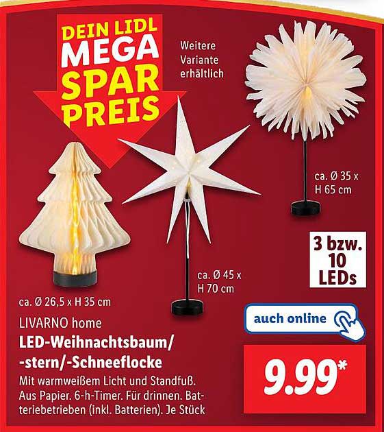 LIVARNO home LED-Weihnachtsbaum/-stern/-Schneeflocke