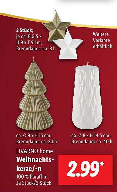 LIVARNO home Weihnachtskerze/-n