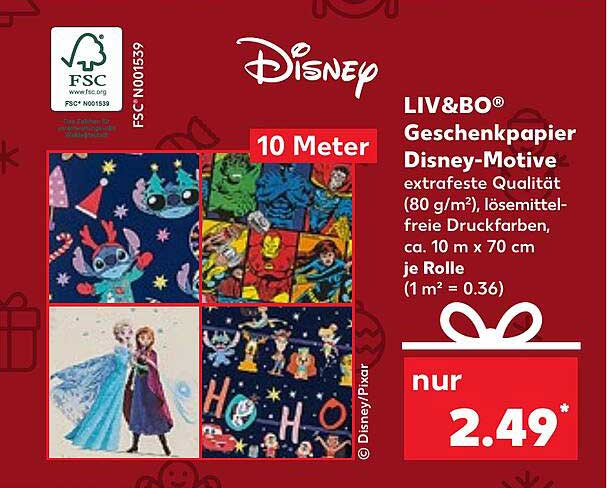 LIV&BO® Geschenkpapier Disney-Motive