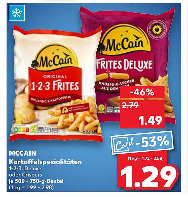 McCain Kartoffelspezialitäten 1-2-3 Frites oder Deluxe